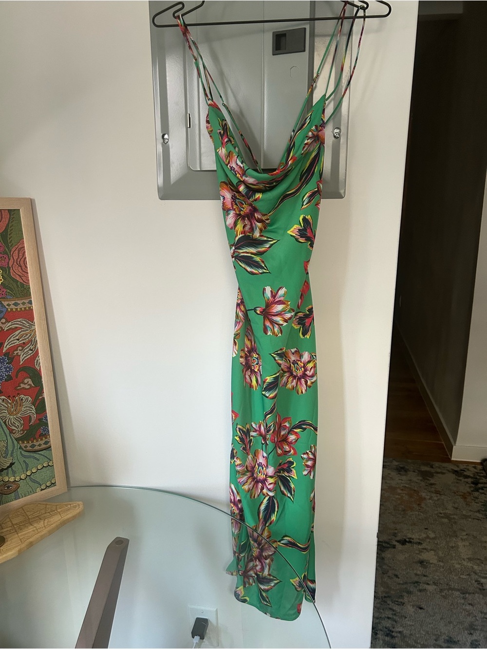 Michael Costello Revolve Bentley Dress Slip Green Tropical Floral